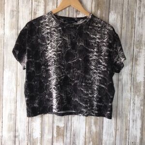 French Connection Snake Skin Crop Tee